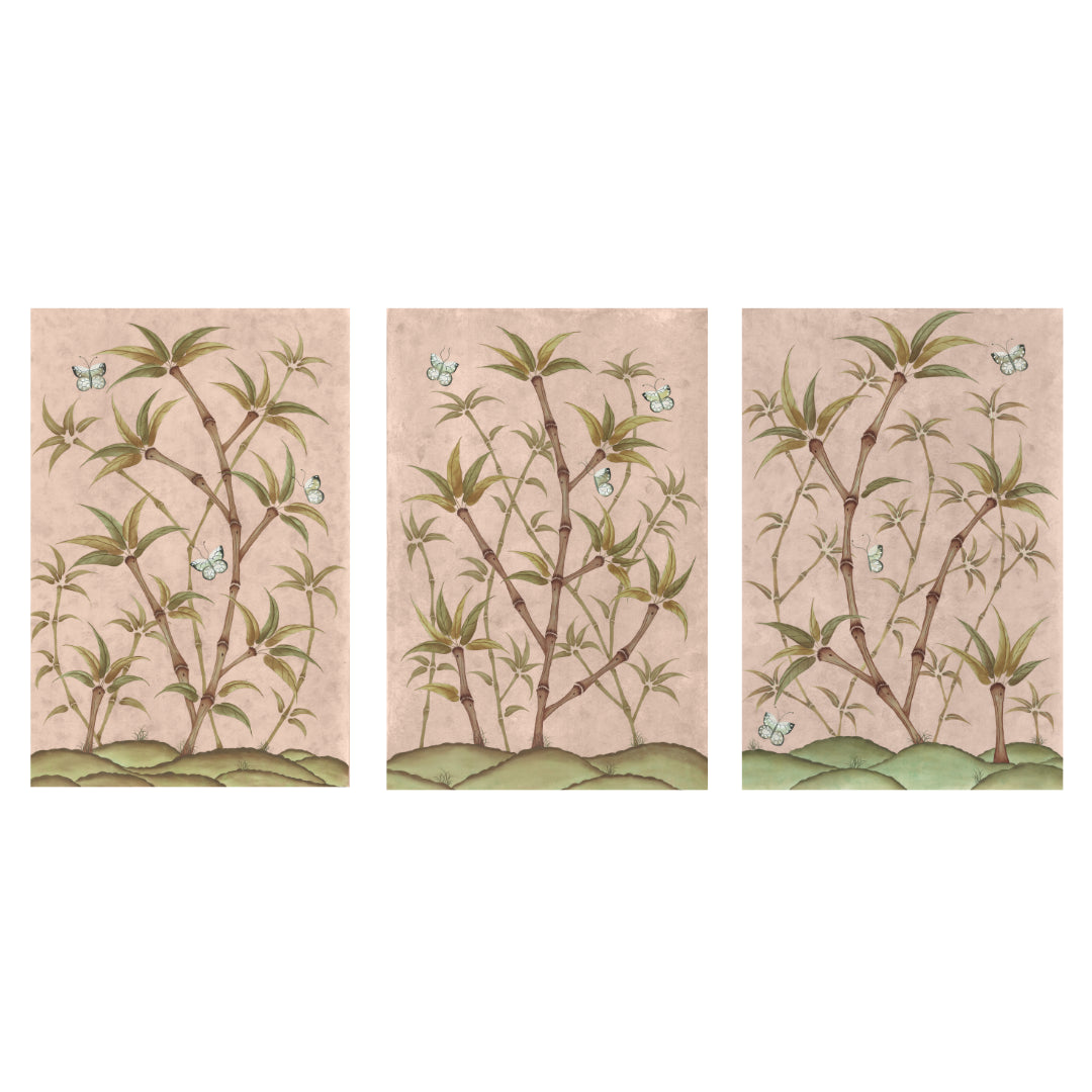 Bamboo En Fleur Triptych | Chinoiserie Panel, Set of 3