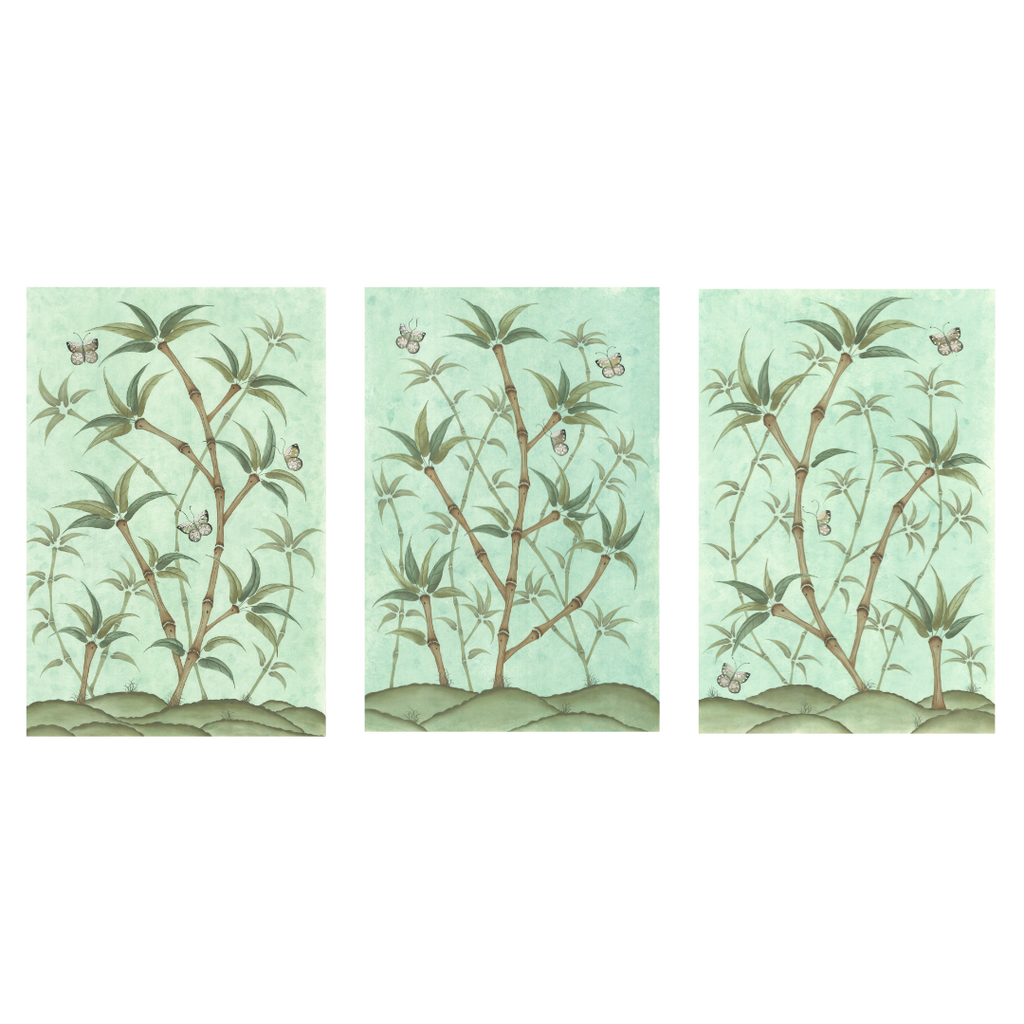 Bamboo En Fleur Triptych | Chinoiserie Panel, Set of 3