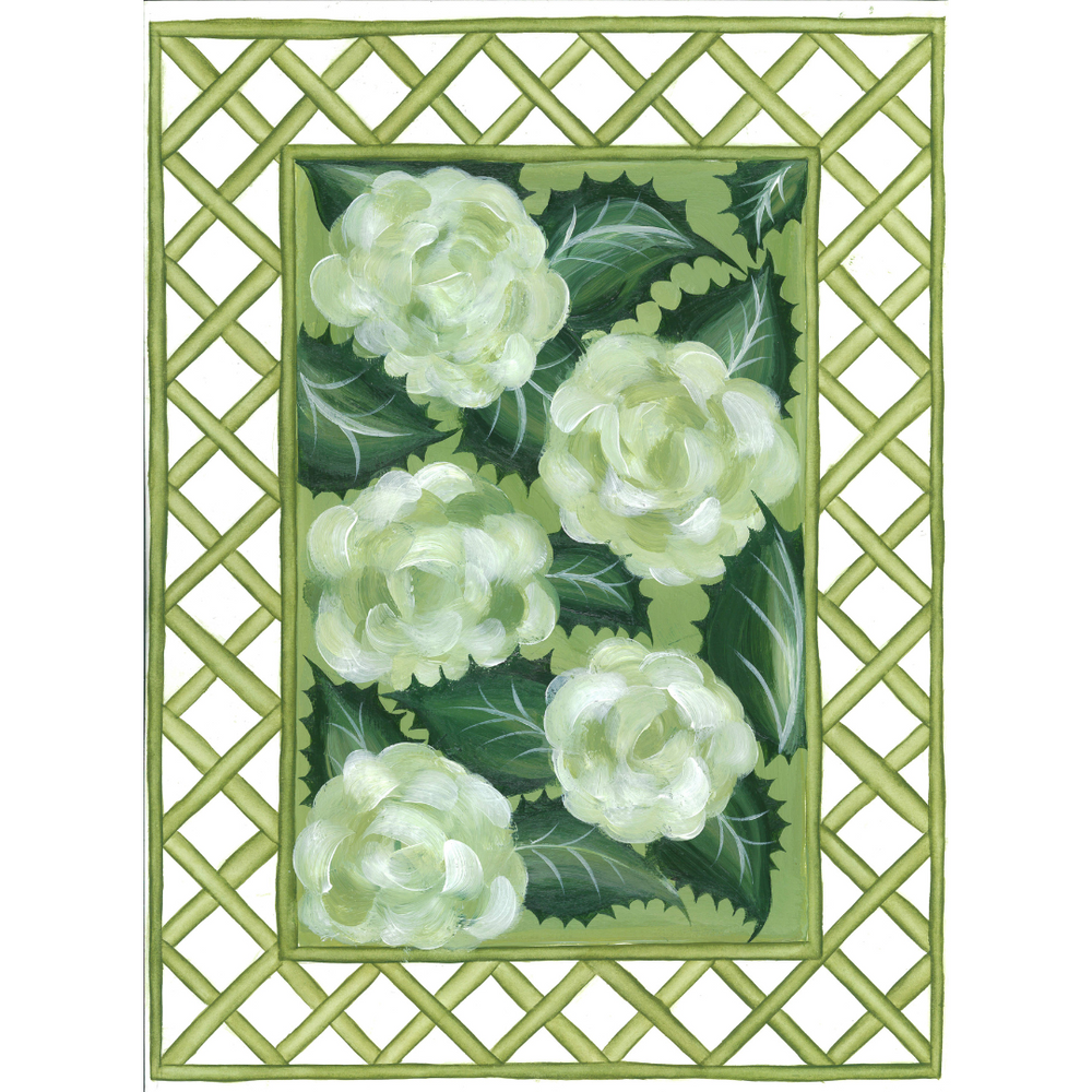 Hydrangea Trellis En Vert Art Print