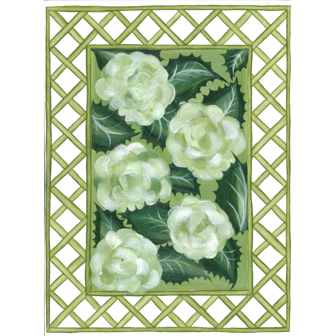 Hydrangea Trellis En Vert Art Print