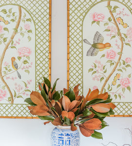 Original Chinoiserie Panels on Silk | Le Jardin De Elizabeth, Set of 2