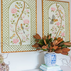 Original Chinoiserie Panels on Silk | Le Jardin De Elizabeth, Set of 2