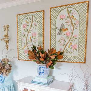Original Chinoiserie Panels on Silk | Le Jardin De Elizabeth, Set of 2