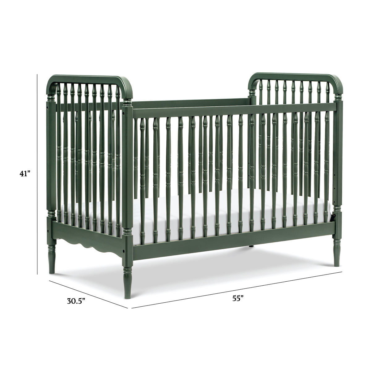 Liberty 3-in-1 Convertible Spindle Crib with Toddler Bed Conversion Kit in Forest Green