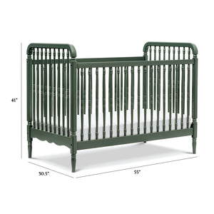 Liberty 3-in-1 Convertible Spindle Crib with Toddler Bed Conversion Kit in Forest Green