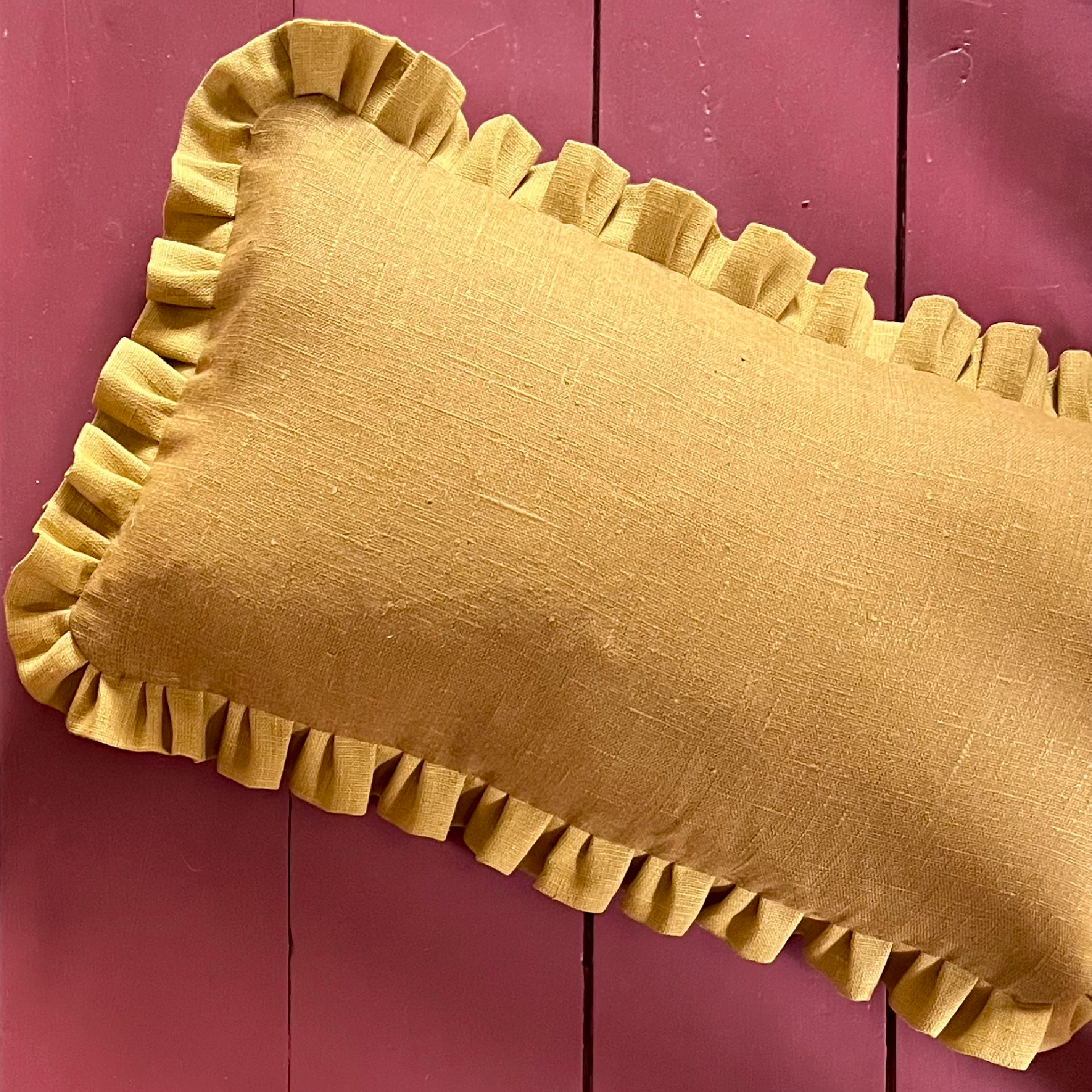 Old Gold Cushion with Ochre Frill 