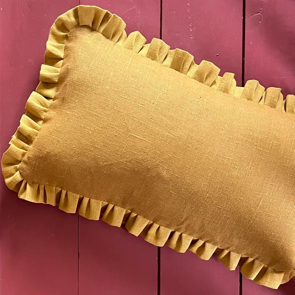 Old Gold Cushion with Ochre Frill 