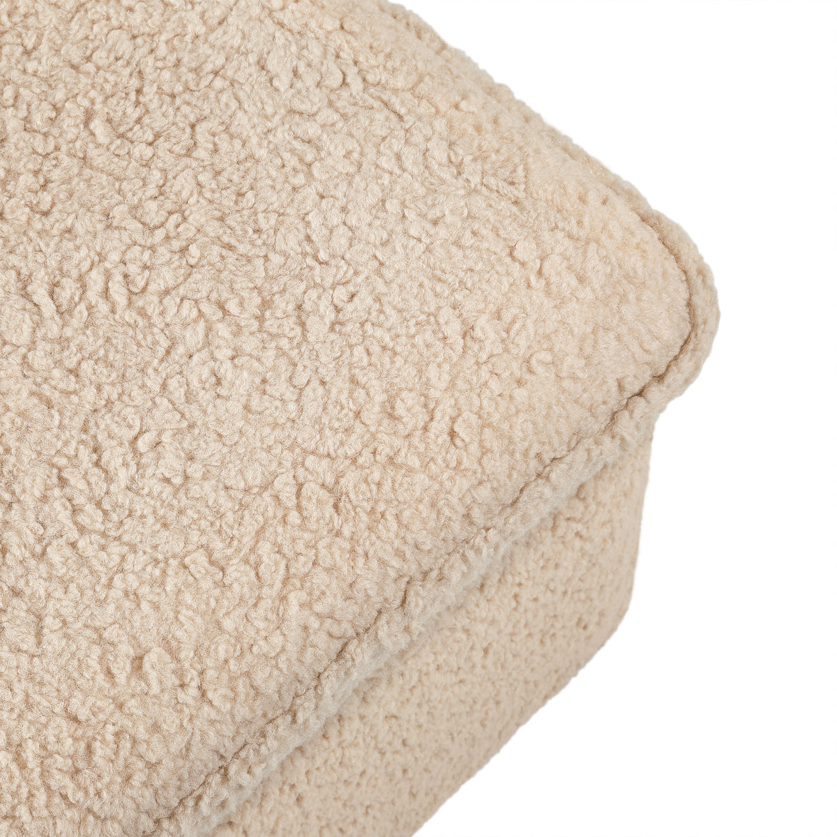 Cali Storage Ottoman in Shearling in Chai Shearling