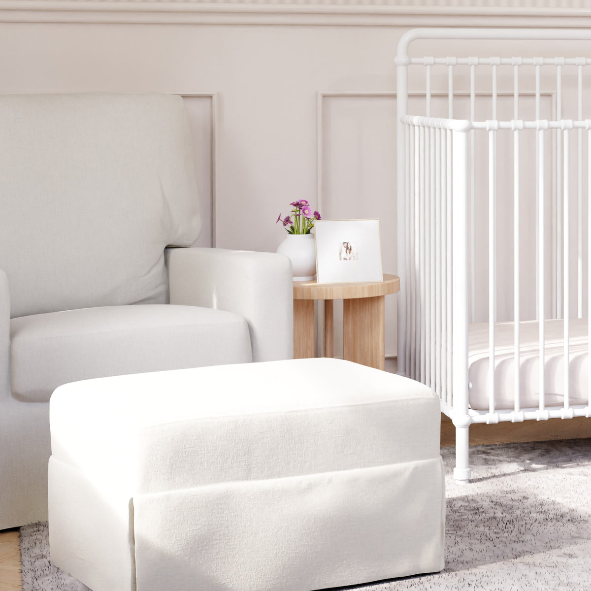 Crawford Pillowback Comfort Swivel Glider in Performance Cream Eco-Weave