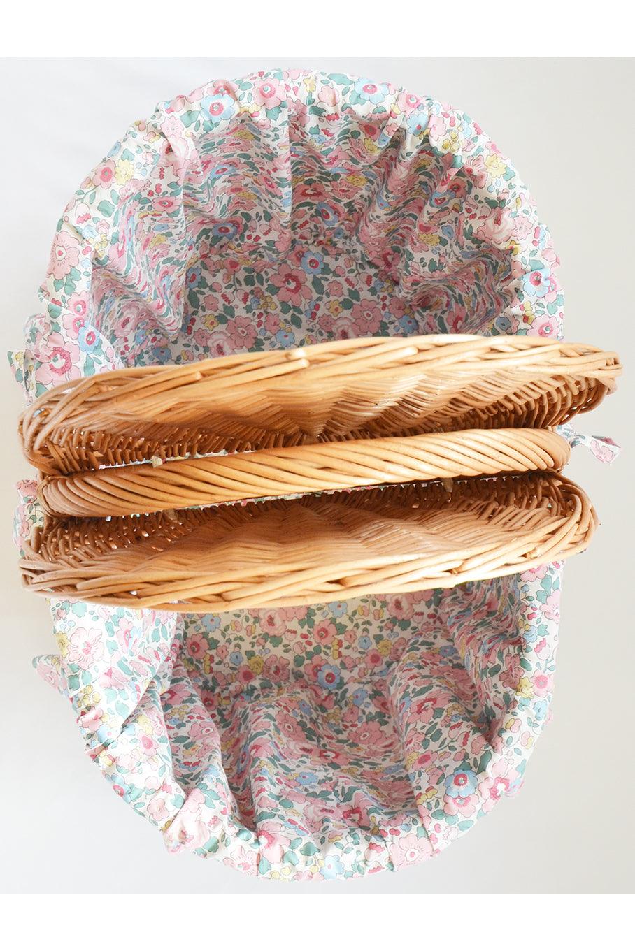 Oval Picnic Basket made with Liberty Fabric BETSY CANDY FLOSS - Coco & Wolf