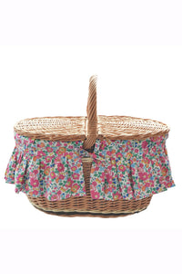 Oval Picnic Basket made with Liberty Fabric BETSY PINK - Coco & Wolf