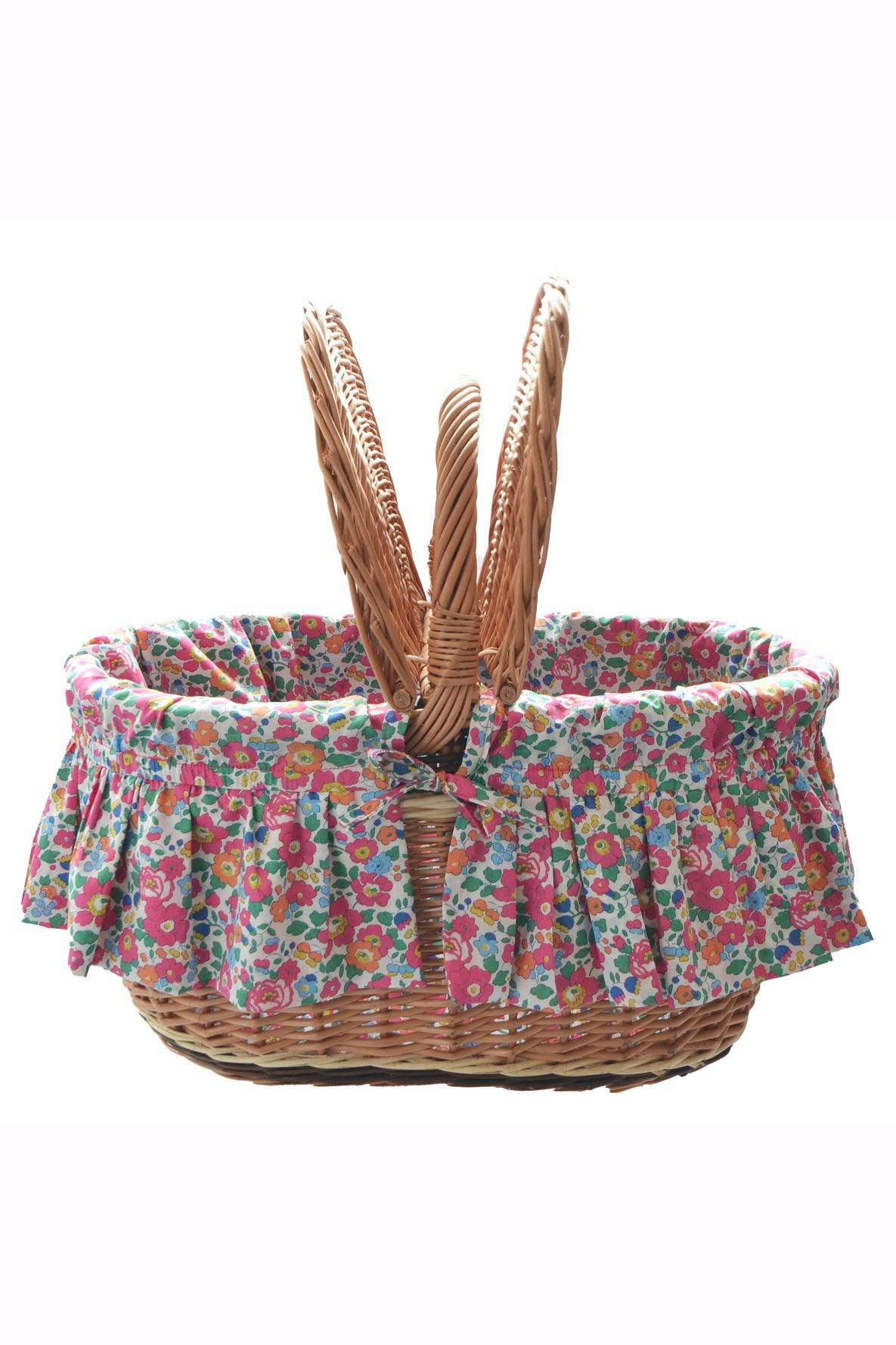 Oval Picnic Basket made with Liberty Fabric BETSY PINK - Coco & Wolf