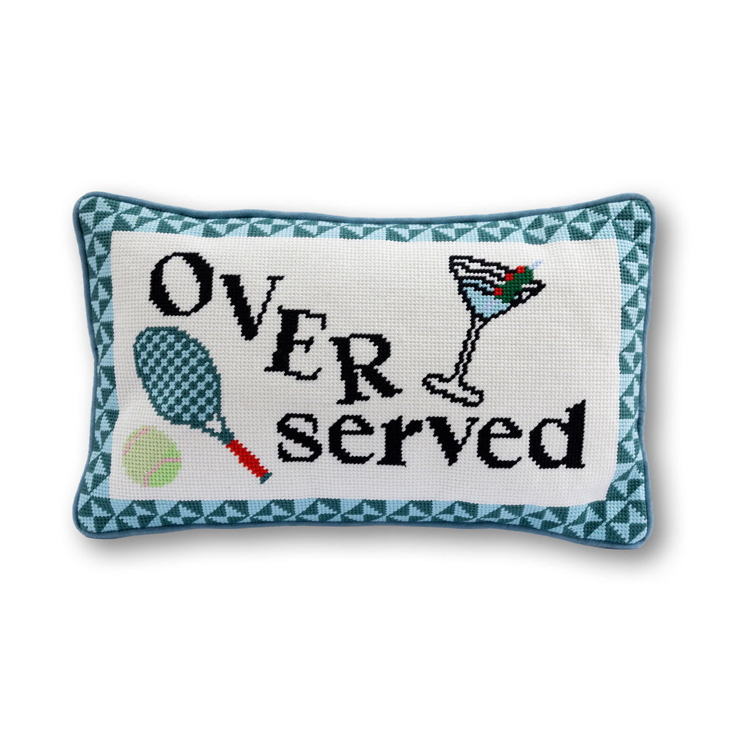 Overserved Needlepoint Pillow - front
