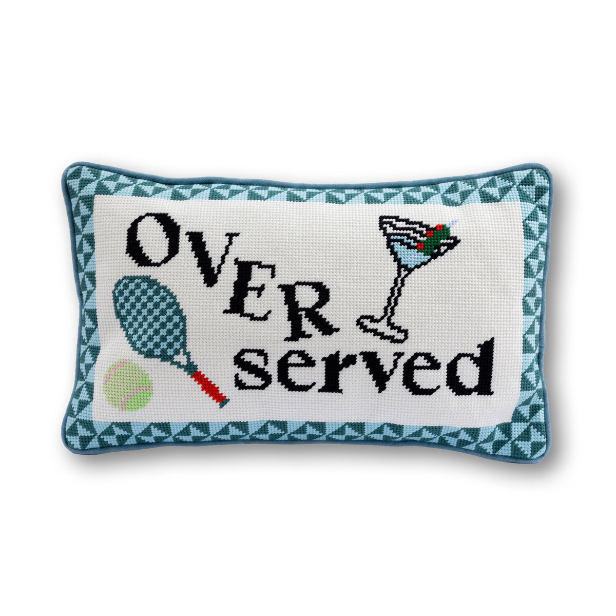 Overserved Needlepoint Pillow - front
