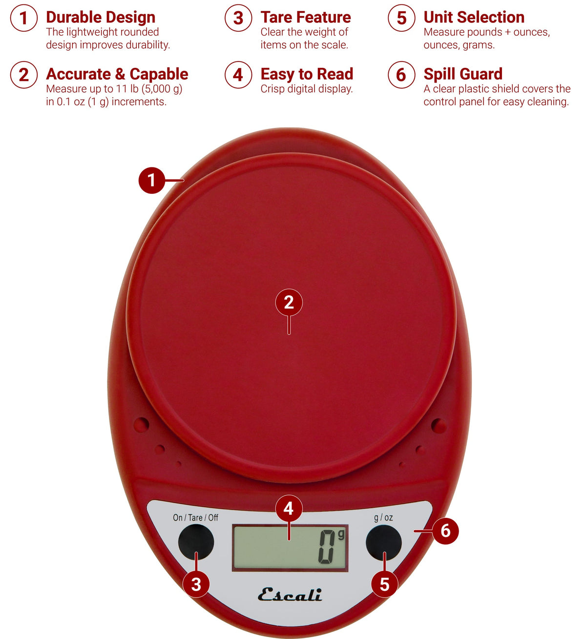 Primo Digital Scale in Warm Red