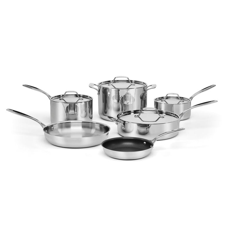 Custom-Clad 5-Ply Stainless Steel 10 Piece Cookware Set in Stainless Steel