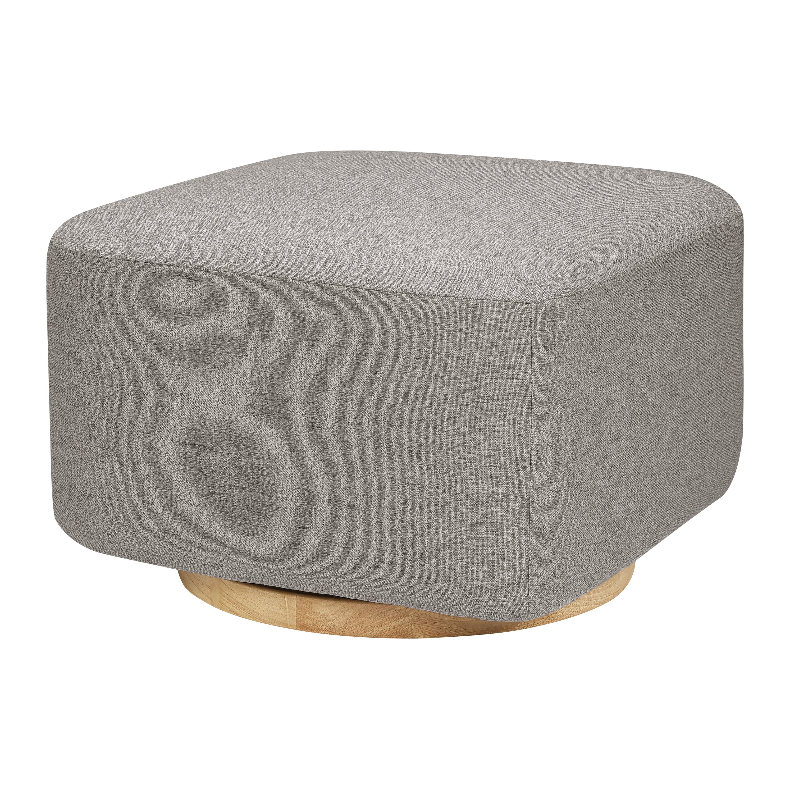 Kiwi Gliding Ottoman in Performance Grey Eco-Weave with Light Wood Base