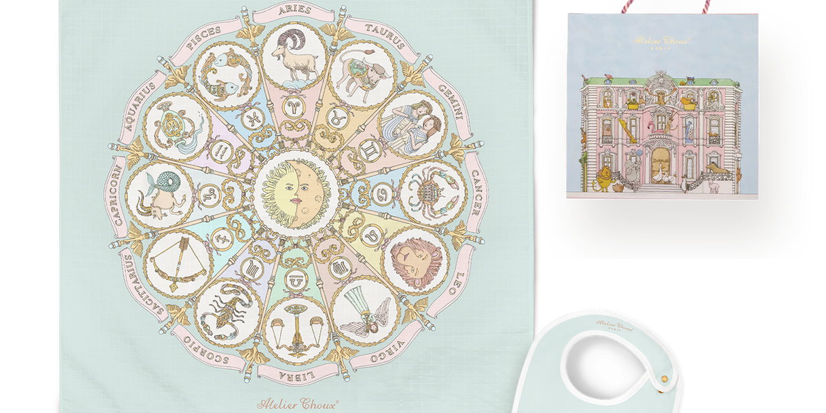 Carré & Satin Bib Set - Zodiac Blue