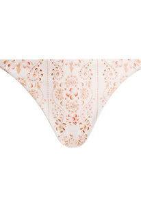 Front view of Palmira Playa Bikini Bottom showcasing hand-illustrated print and embroidered detailing on a white background
