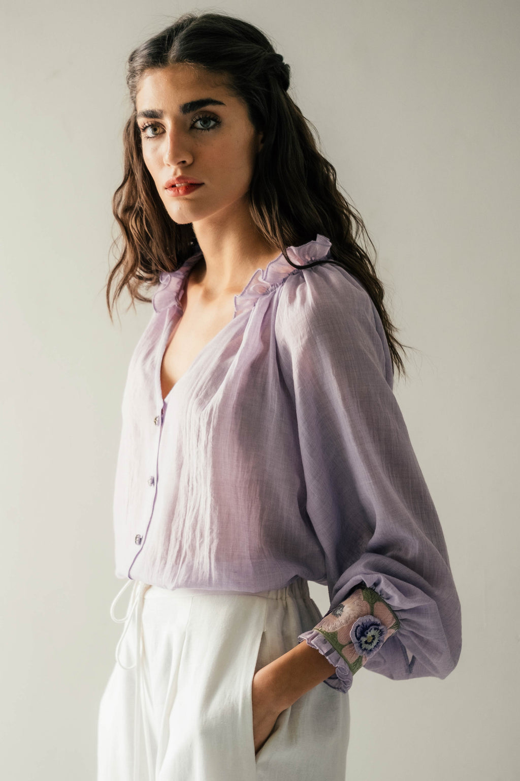 Pansy Blouse - Lilac Tops - Blouse Rosewater House