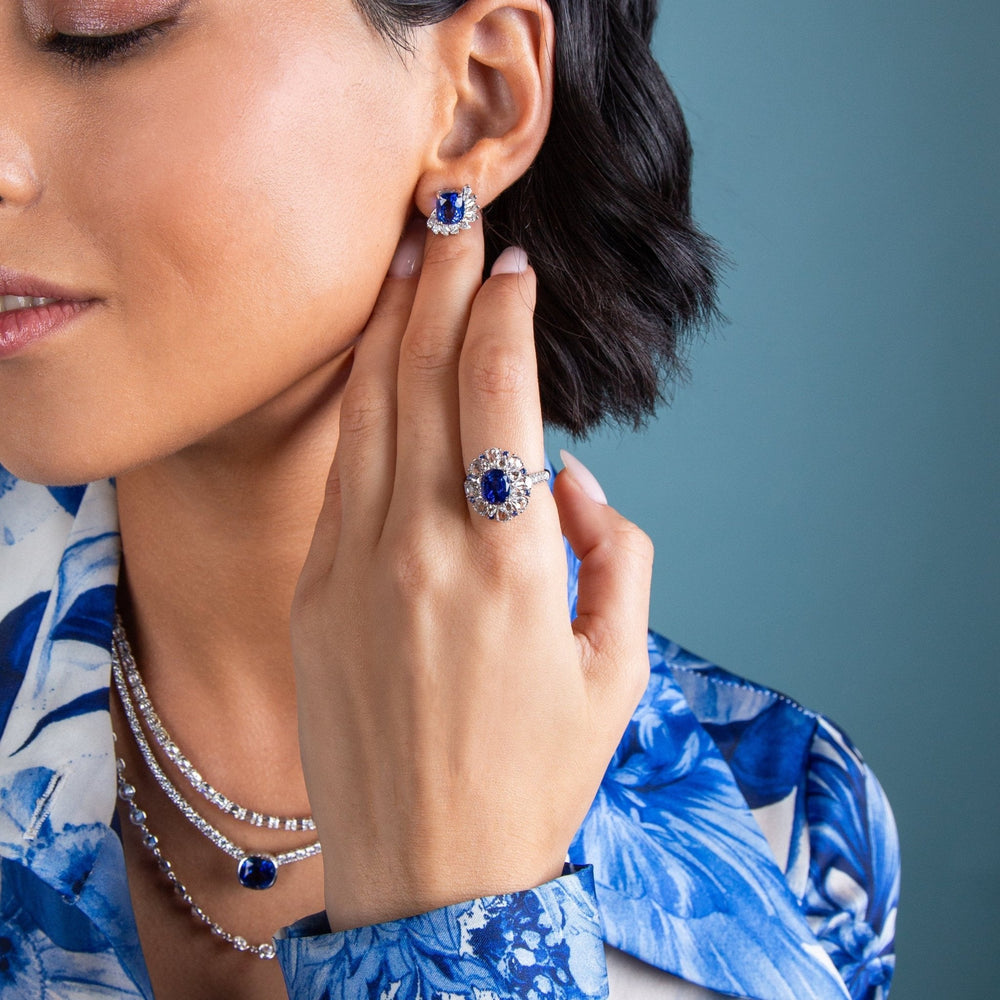 Paran Blue Sapphire and Diamond Cocktail Ring - Jewelry - RUCHI New York