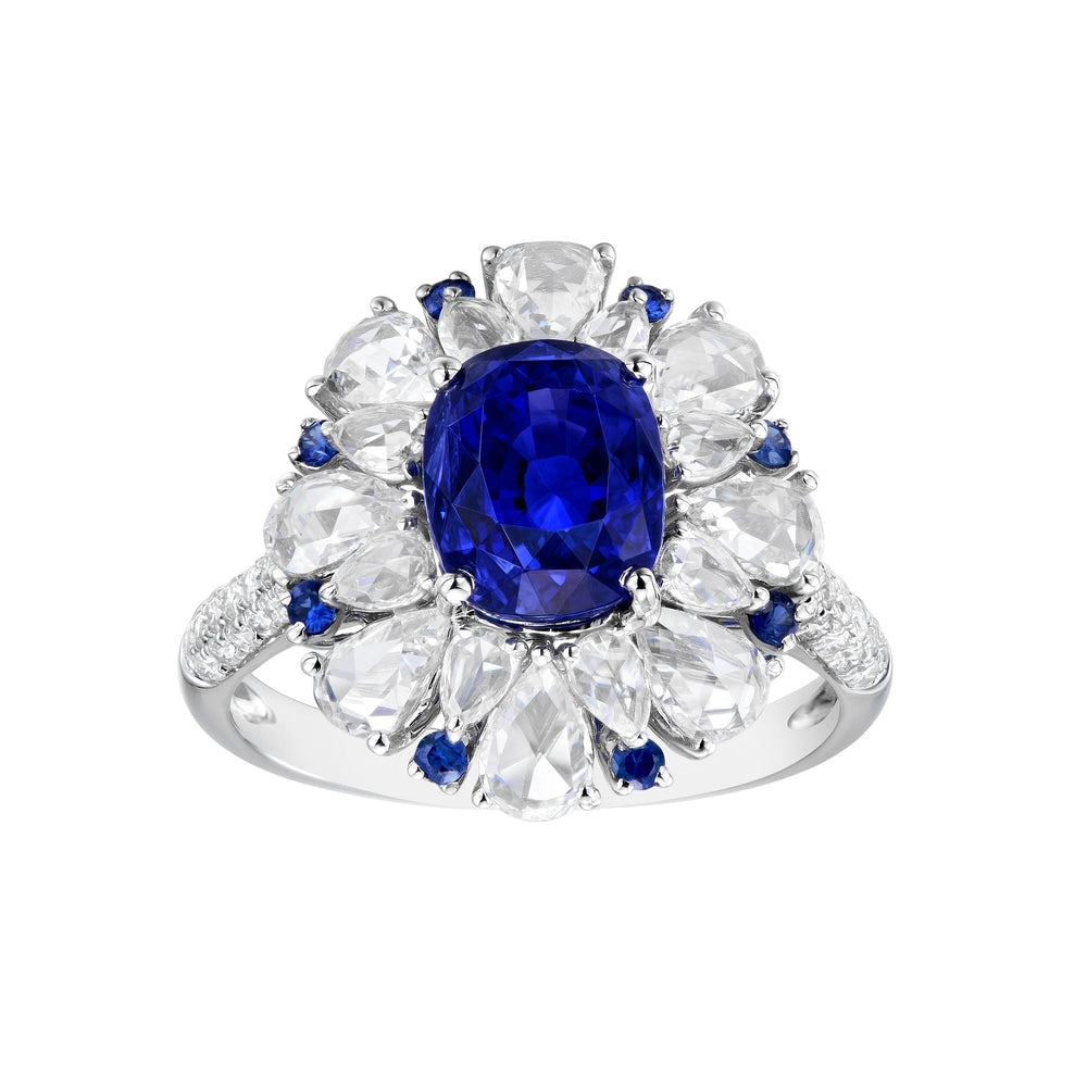 Paran Blue Sapphire and Diamond Cocktail Ring - High Jewelry - RUCHI New York