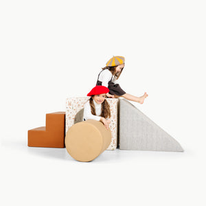 Paris ¥ Wheat ¥ Stone Stripe ¥ Ginger@kids playing with the paris block playset