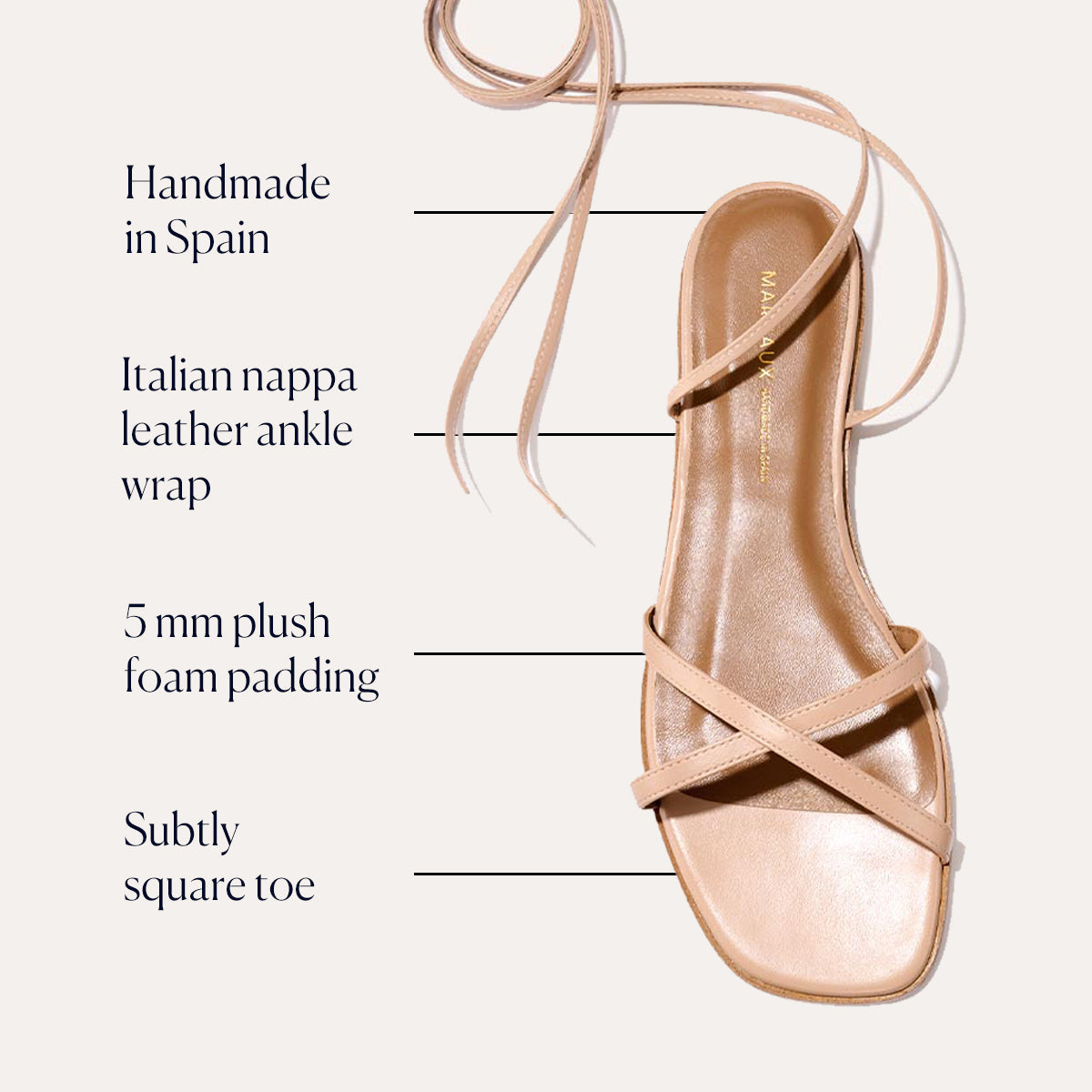 The Wrap Sandal in Rose Nappa