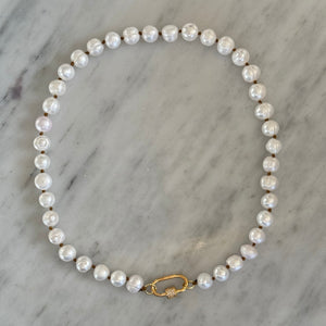 pearl necklace with carabiner