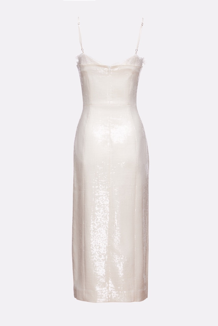 Penny Dress in Ivory Sequin Linen