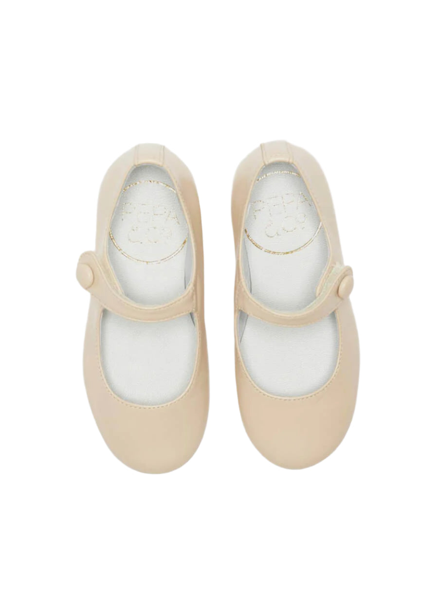 Girl's Beige Leather Celebration Shoes (20-34EU) Shoes  from Pepa London