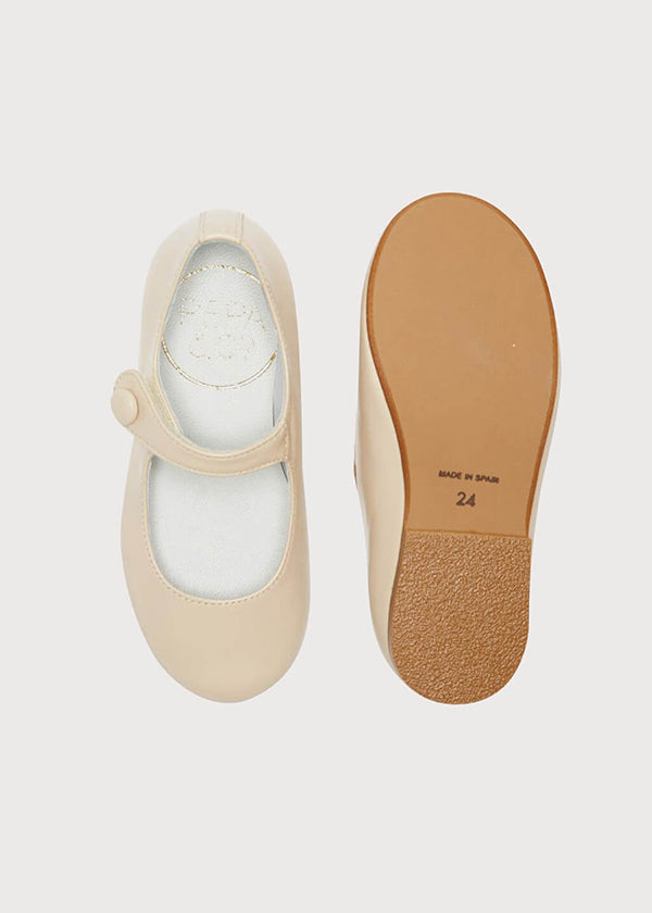 Girl's Beige Leather Celebration Shoes (20-34EU) Shoes  from Pepa London