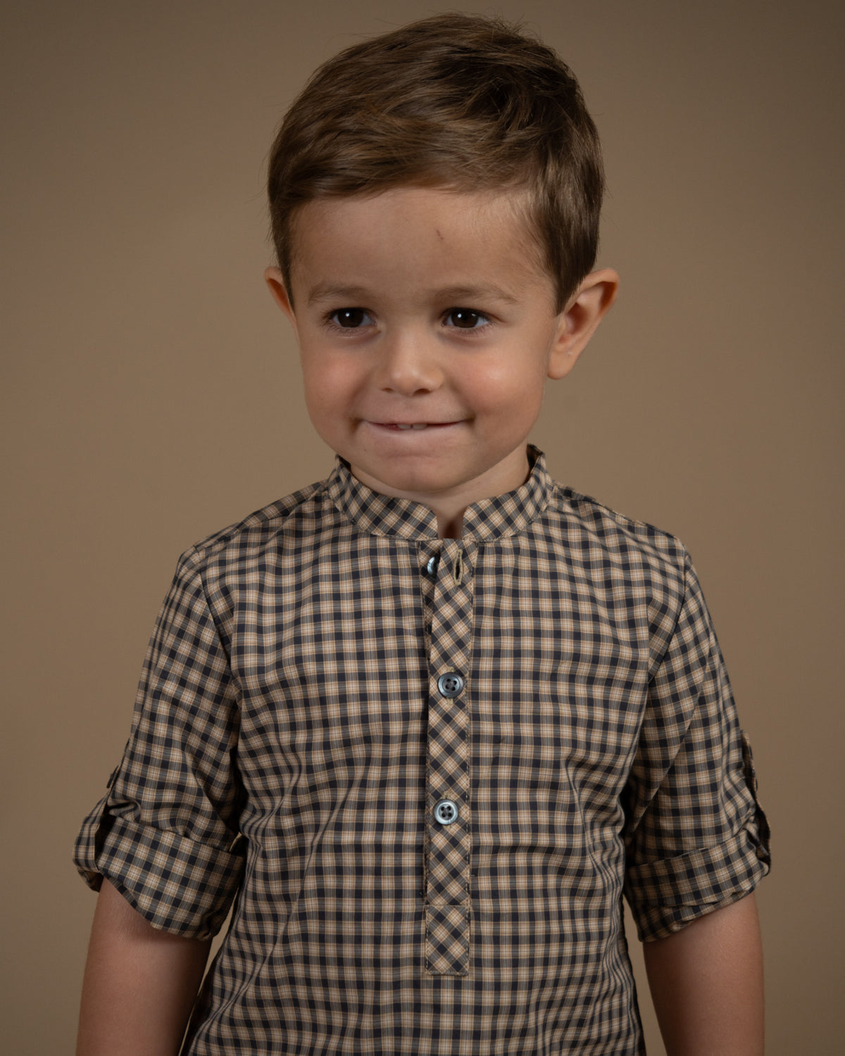 Pereprine Shirt in Mustard Brown Check