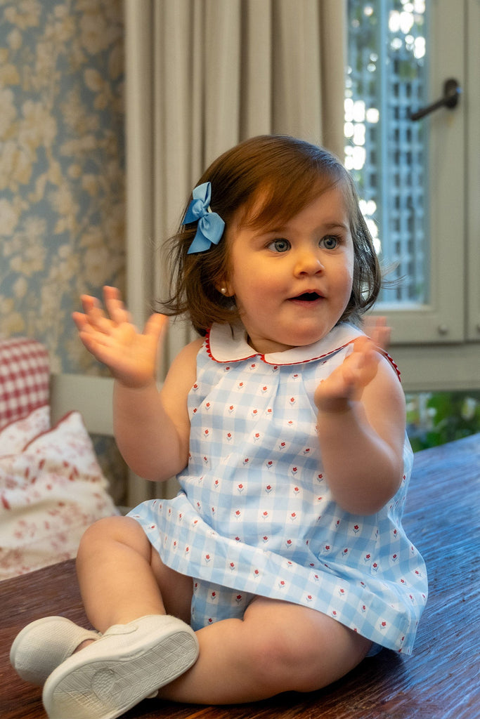 Brigitte Dress in Blue & Flowers