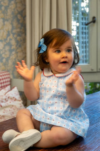 Brigitte Dress in Blue & Flowers