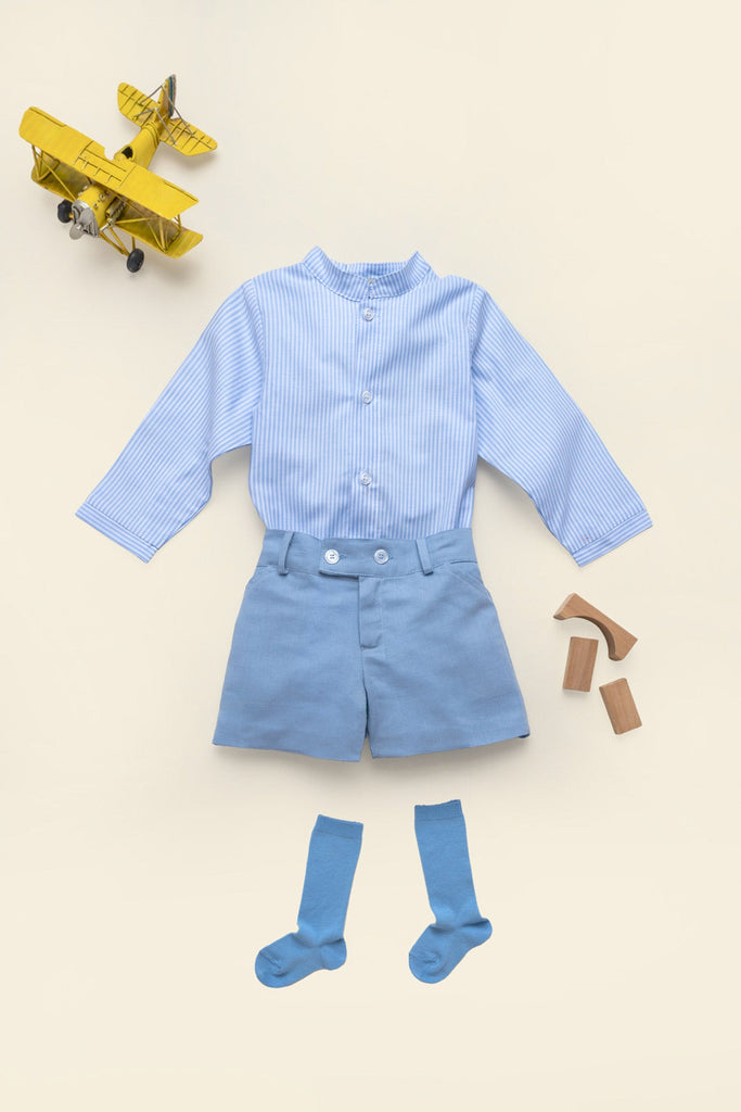 Sebastian Linen Shorts in Coastal Blue