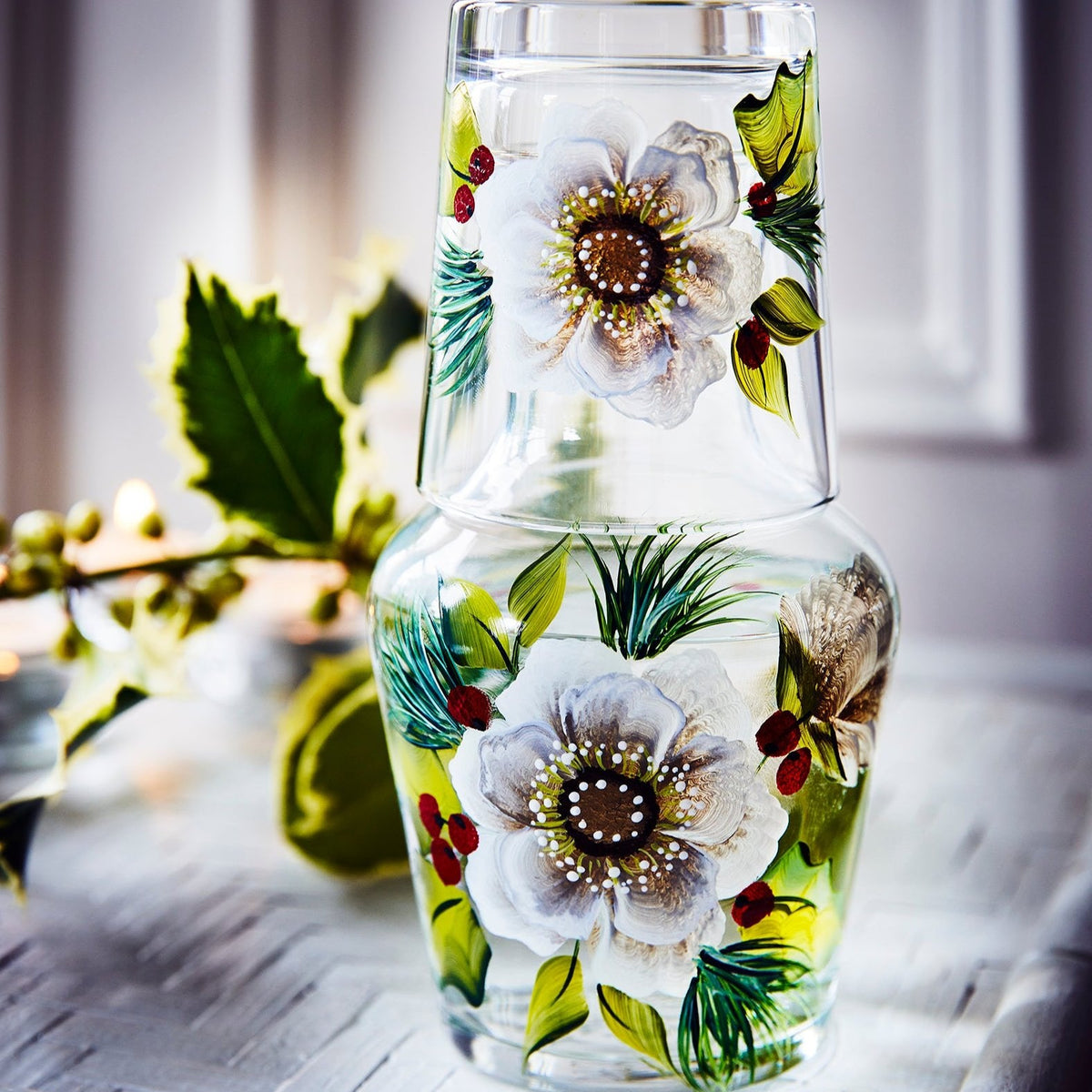 Christmas Flower Carafe & Tumbler