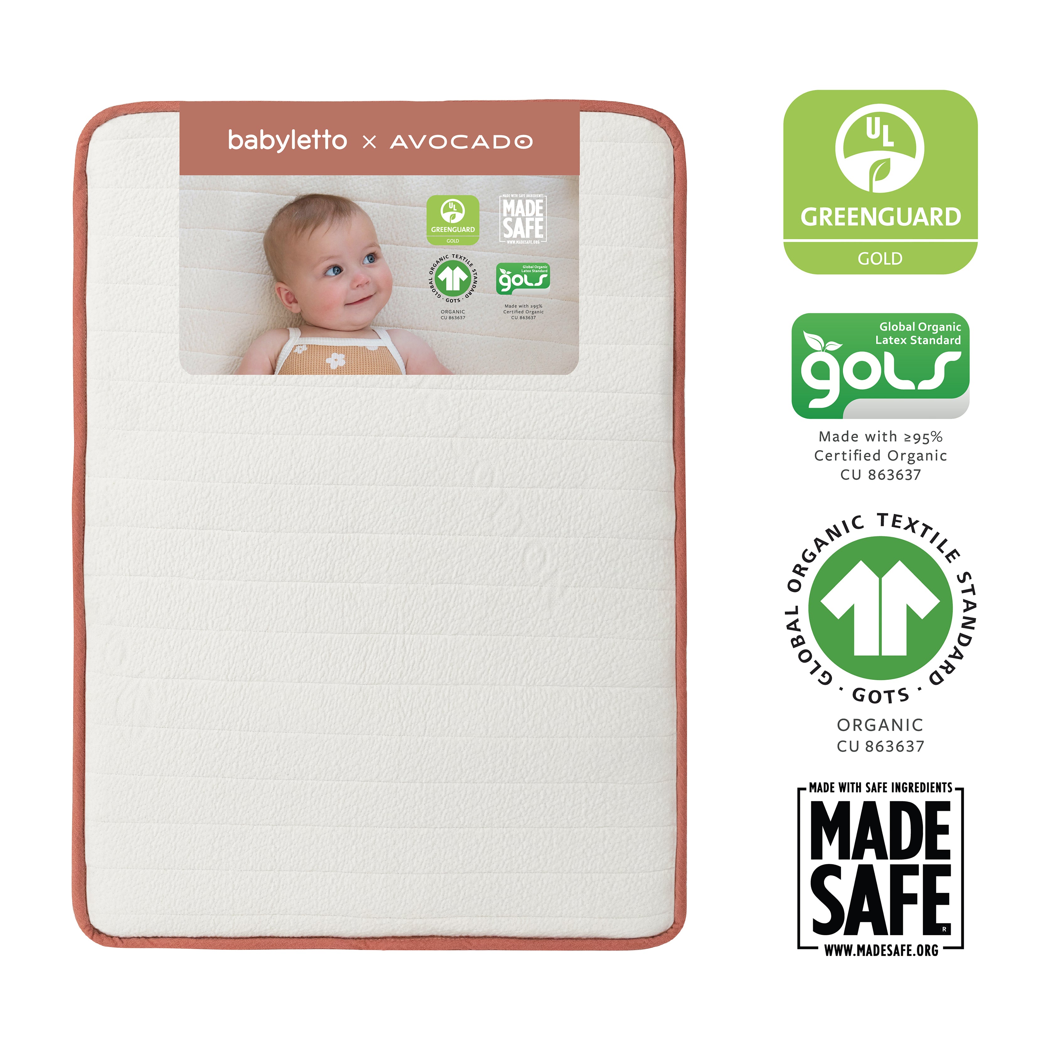 babyletto x Avocado Organic Mini Crib Mattress in White