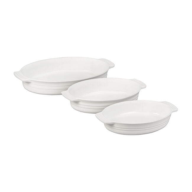 Classic 3-Piece Oval Baking Dish Set (White)