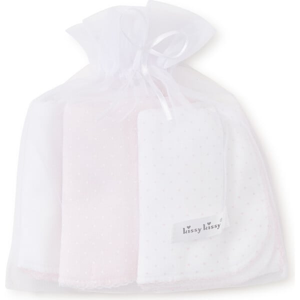 3pc Dotted Burp Cloth Set, Pink & White