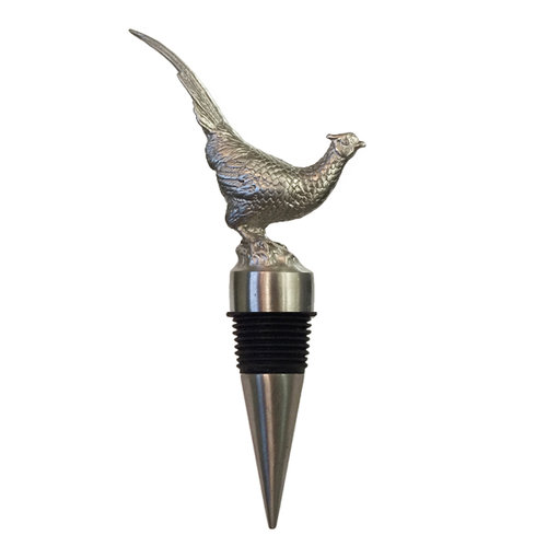 Carved Stainless Steel Pheasant Bottle Stopper