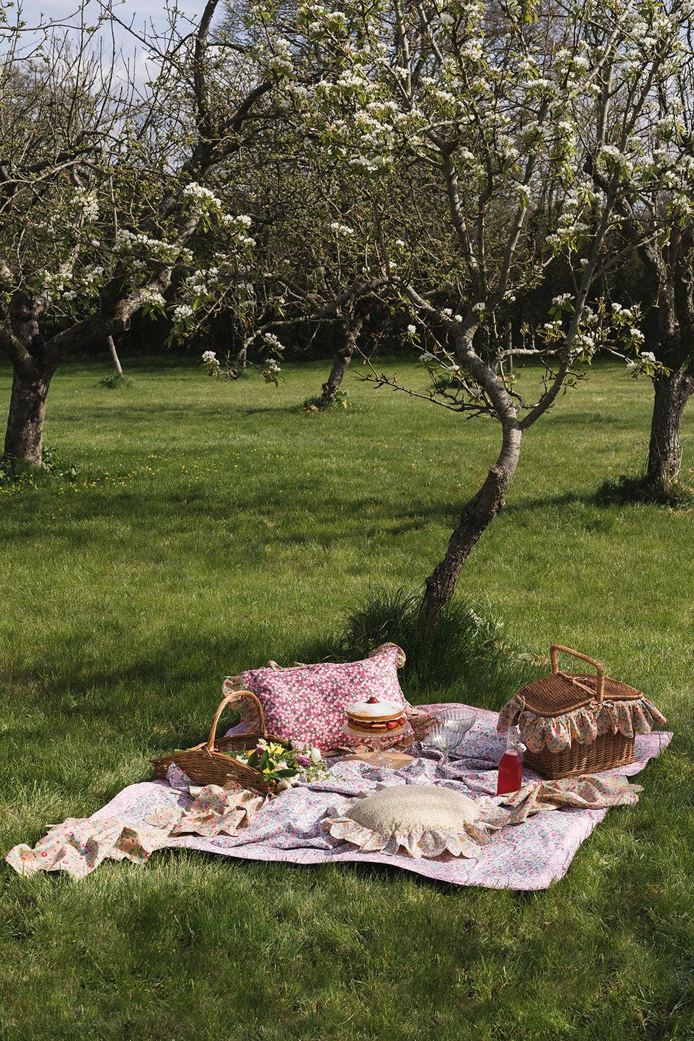 Picnic Blanket made with Liberty Fabric BETSY CANDY FLOSS & MITSI VALERIA PINK - Coco & Wolf