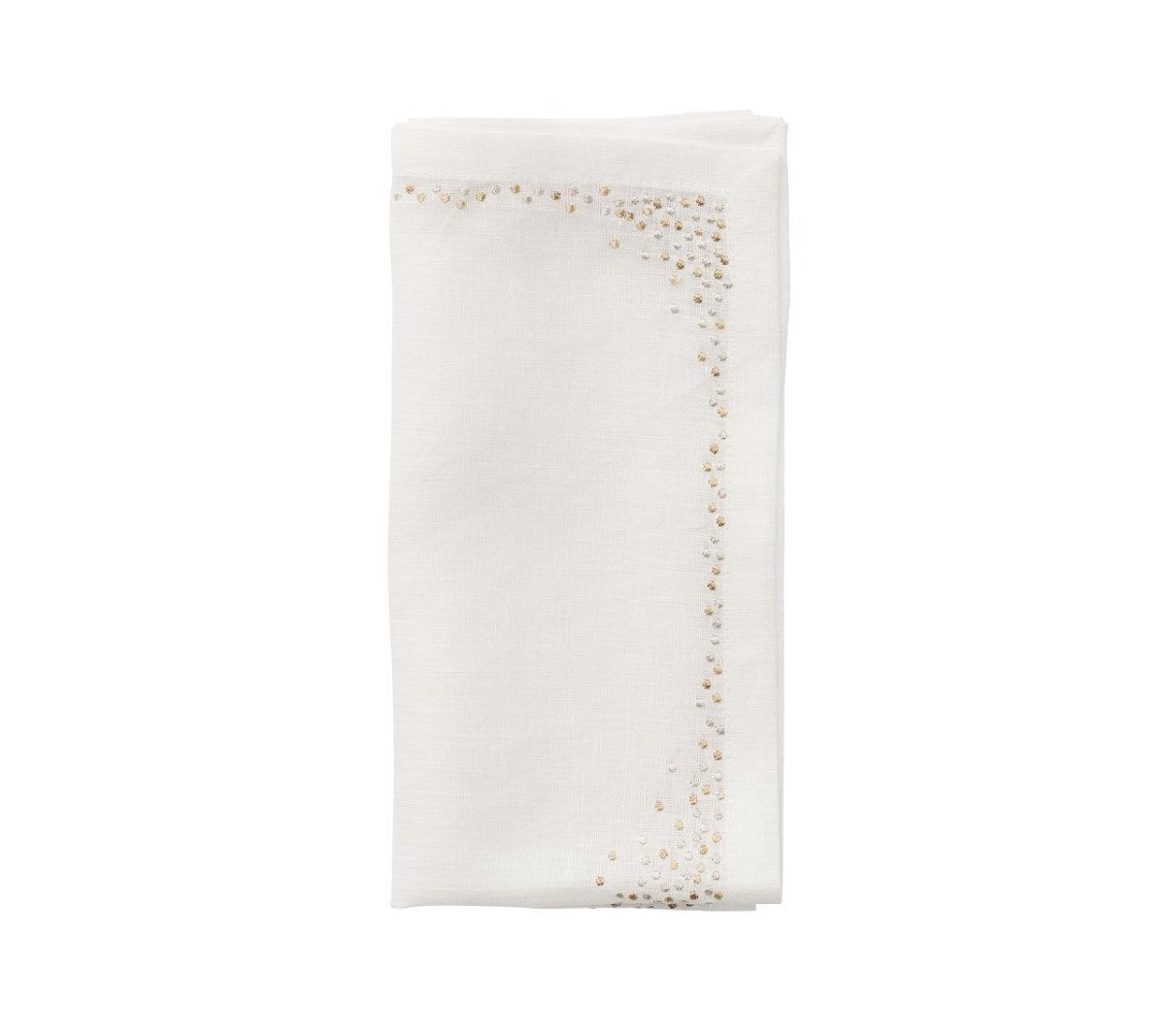 Kim Seybert, Inc.Pin Dot Napkin in White & Gold & Silver, Set of 4Napkins