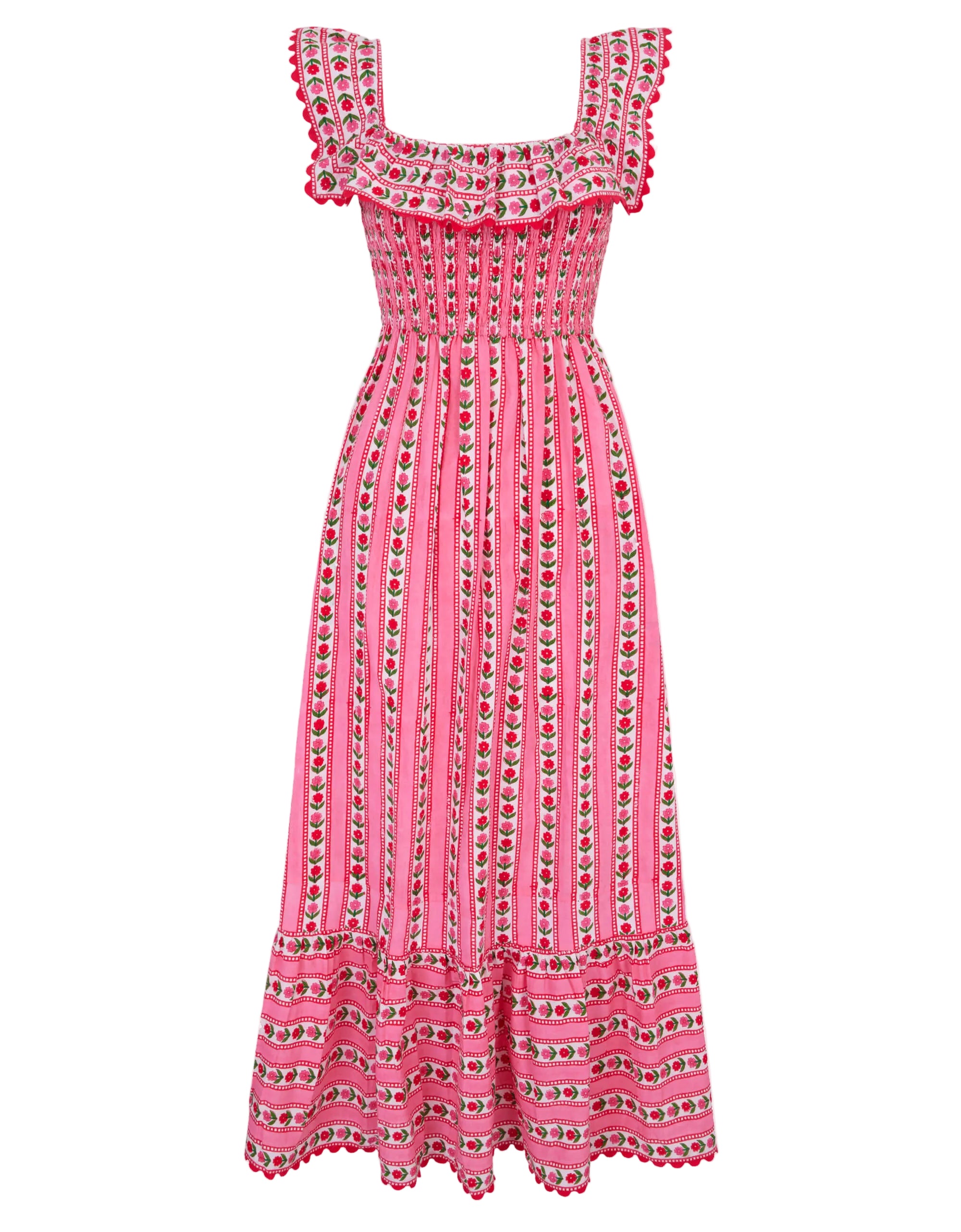 Carrie Dress | Pink Midi | Screen Print Cotton | Over The Moon