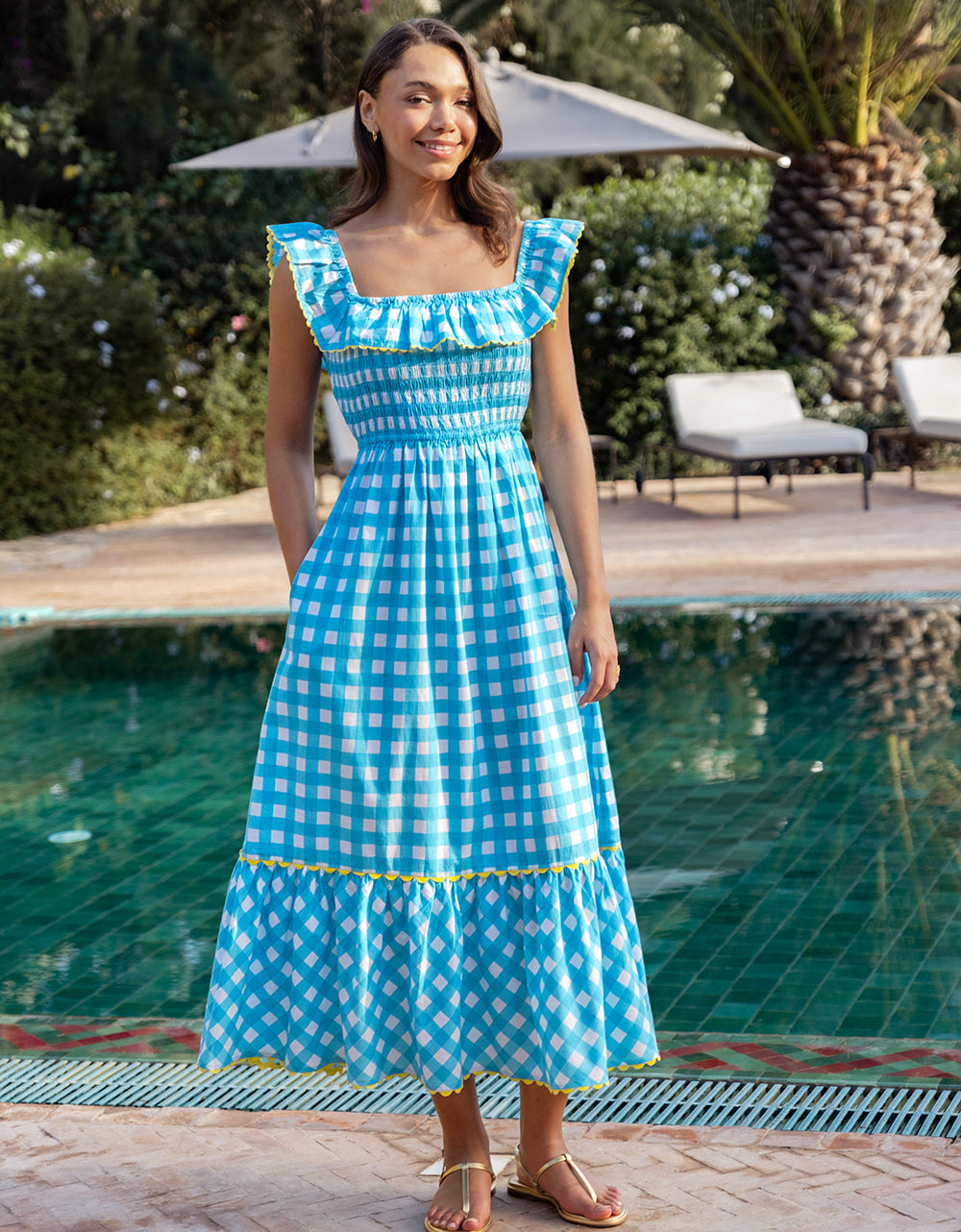 Pink City Prints Aqua Gingham Carrie Dress