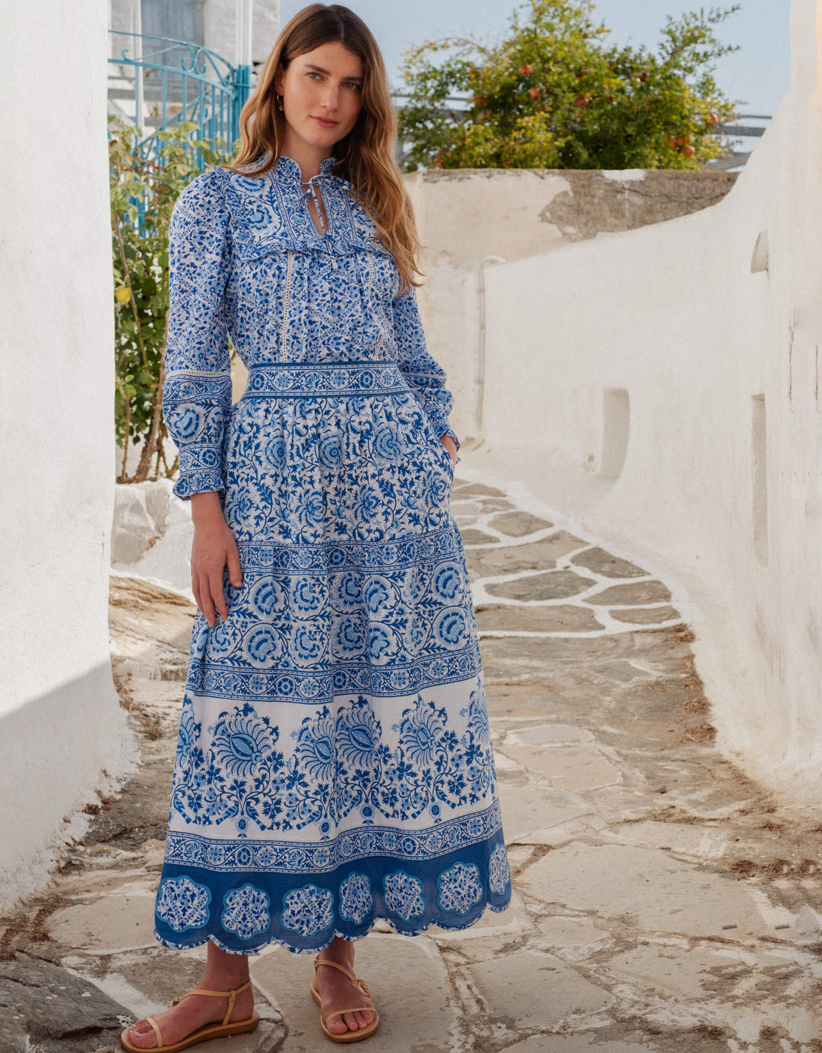 Pink City Prints Azure Patchwork Anora Skirt