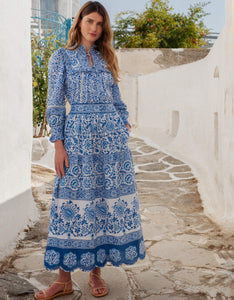 Pink City Prints Azure Patchwork Anora Skirt