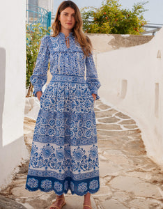 Pink City Prints Azure Patchwork Anora Skirt