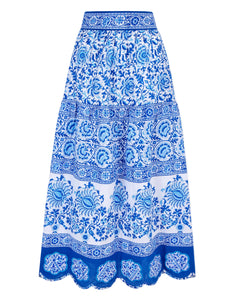 Pink City Prints Azure Patchwork Anora Skirt