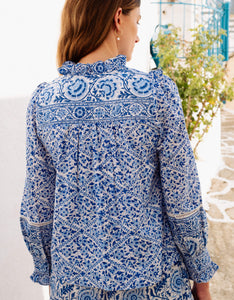Pink City Prints Azure Patchwork Nettie Blouse